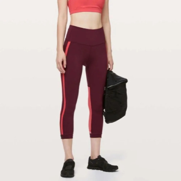 Lululemon Zip The Line Crop Deep Ruby  Coral Size 12 - Picture 2 of 16